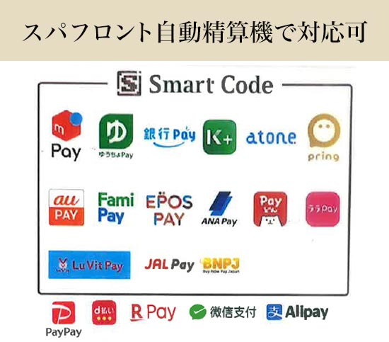 メインフロントの自動精算機対応QR決済一覧