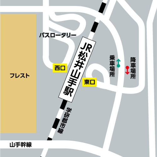 JR松井山手駅発着の無料送迎バス停車場所