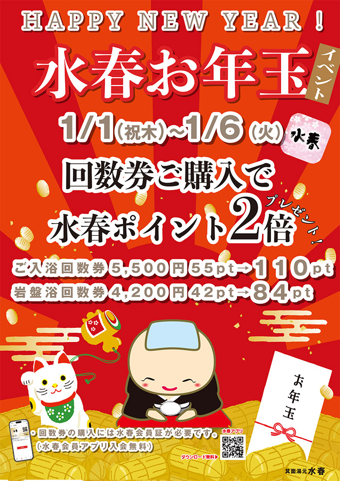 「水春お年玉イベント」1月1日～6日