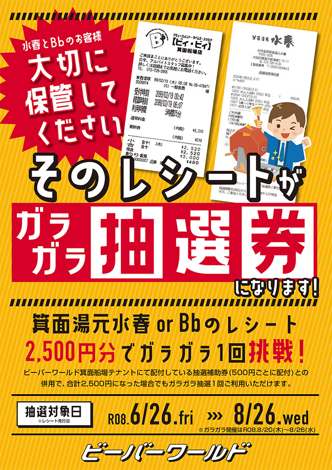 そのレシートがガラガラ抽選券になります