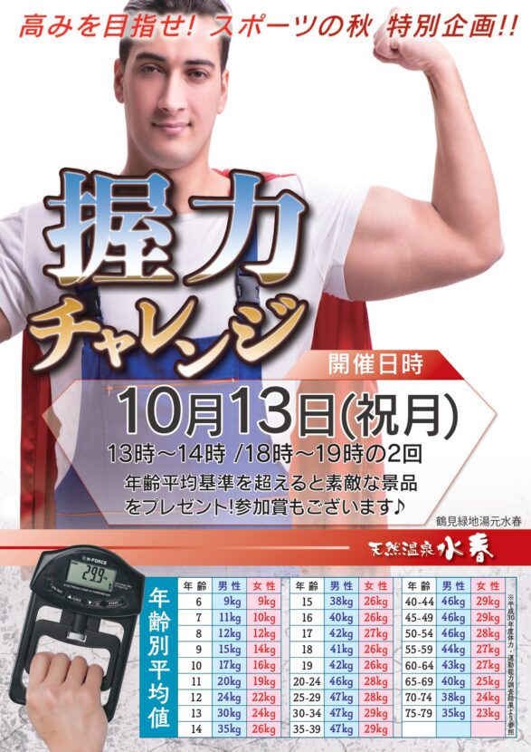 握力チャレンジ　10月13日