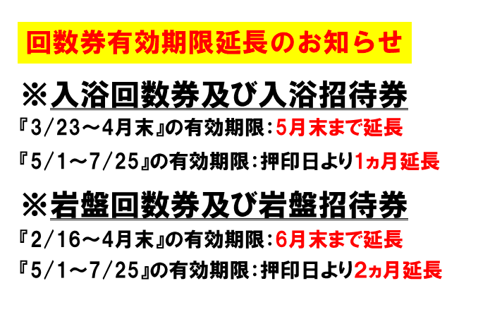 回数券有効期限延長のお知らせ